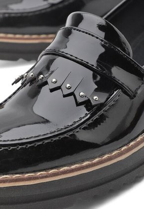 MOCASIN DIANA BULL TERRIER NEGRO CHAROL CON FLECOS