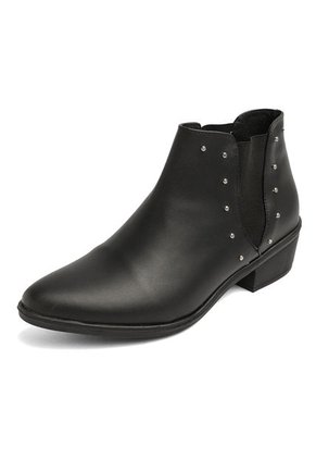 BOTIN NEGRO DE CUERO CON TACHES BROKLYNN