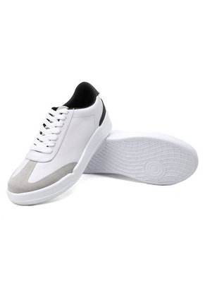 TENIS BLANCO CON CAPELLADA GRIS , CHULO Y TALON NEGRO BULL TERRIER ELYAN