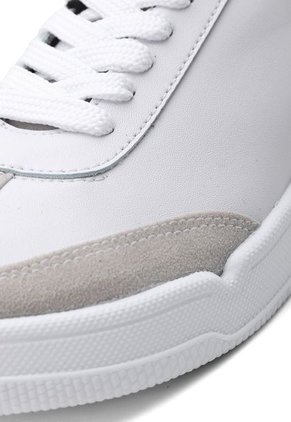 TENIS BLANCO CON CAPELLADA GRIS , CHULO Y TALON NEGRO BULL TERRIER ELYAN