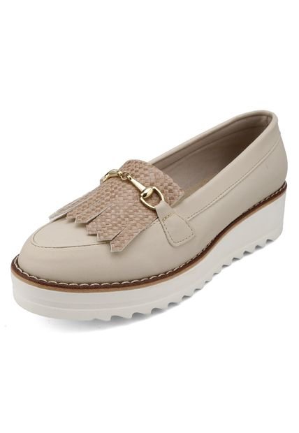 MOCASINES BEIGE CON HERAJE DORADO BRIELLE