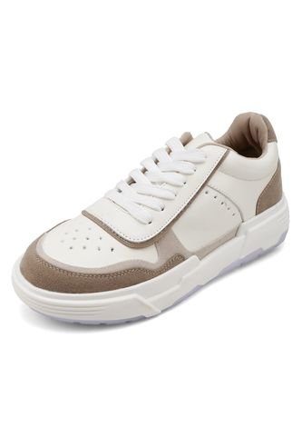 TENIS BLANCOS CON APLIQUES BEIGES Y CAFES BULL TERRIER NAKIA BULL TERRIER