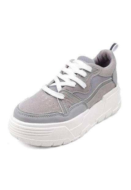 TENIS GRISES CON SUELA BLANCA/TRANSPARENTE ZARAH
