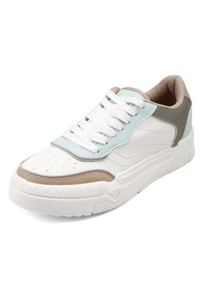 TENIS BLANCOS CON APLIQUES BEIGES Y VERDES BULL TERRIER SAMBA