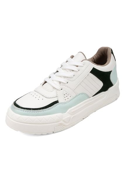 TENIS BLANCOS CON APLIQUES VERDES BULL TERRIER CARLA