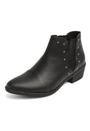 BOTIN NEGRO DE CUERO CON TACHES BROKLYNN