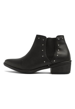 BOTIN NEGRO DE CUERO CON TACHES BROKLYNN