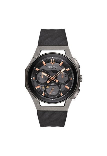 Reloj Bulova Hombre Curv. Silicona Negro 98A162