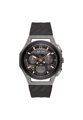 Reloj Bulova Hombre Curv. Silicona Negro 98A162