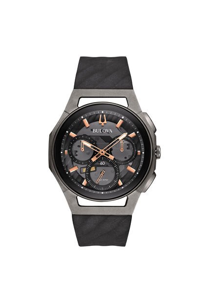 Reloj Bulova Hombre Curv. Silicona Negro 98A162