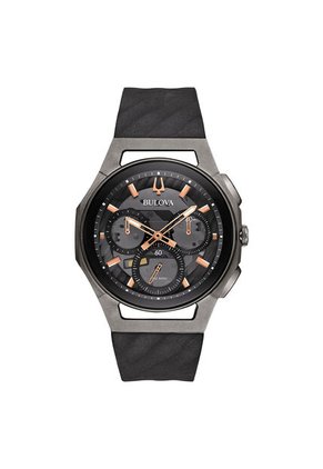 Reloj Bulova Hombre Curv. Silicona Negro 98A162