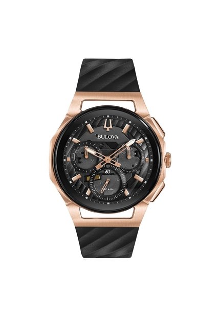 Reloj Bulova Hombre Curv. Silicona Negro 98A185