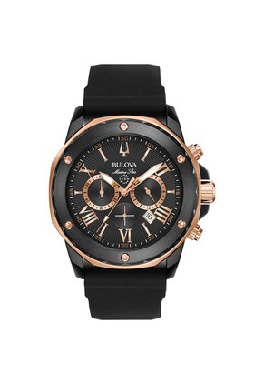 Reloj Bulova Hombre Marine Star. Silicona Negro 98B307