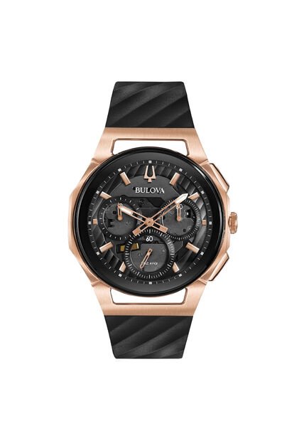Reloj Bulova Hombre Curv. Silicona Negro 98A185