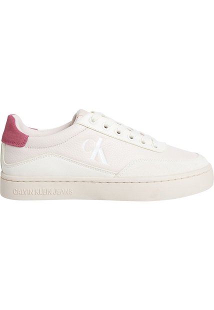 Tenis Beige Clásicos De Cuero Con Cordones Y Suela Cupsole Calvin Klein