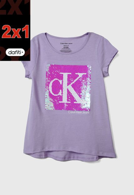 Camiseta Lila-Blanco Calvin Klein