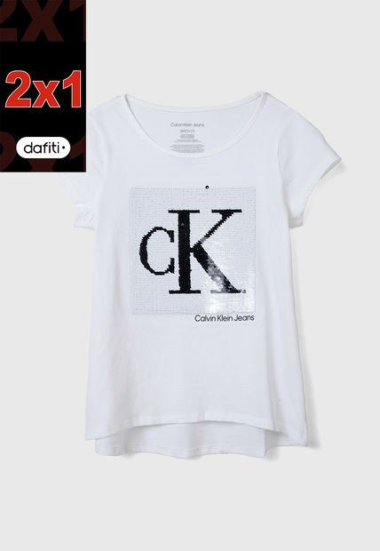 Camiseta Marfil-Negro Calvin Klein