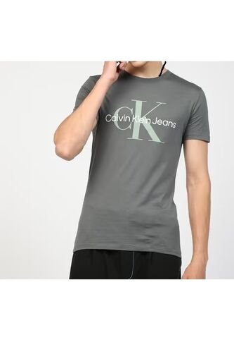 Camiseta Gris Slim Con Monograma Calvin Klein Calvin Klein