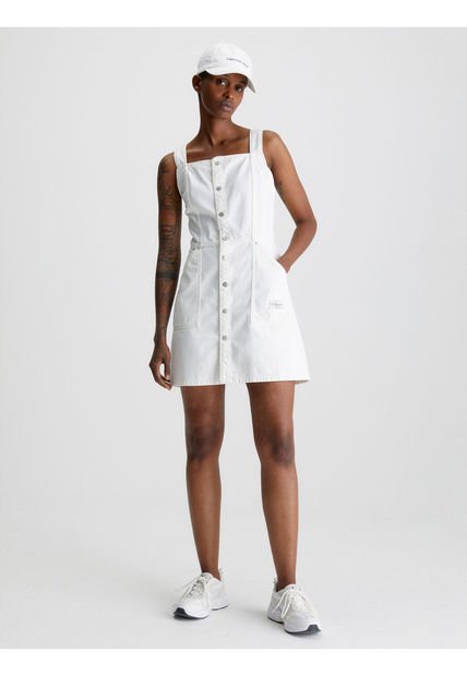 Vestido Blanco Utility Con Botones Calvin Klein