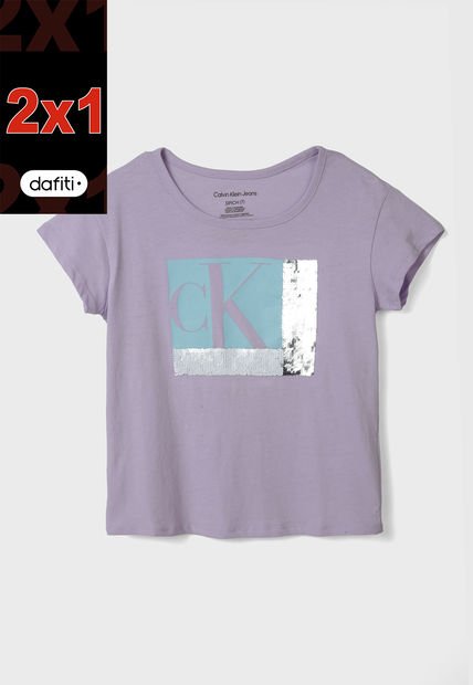 Camiseta Lila Pastel-Azul-Blanco Calvin Klein