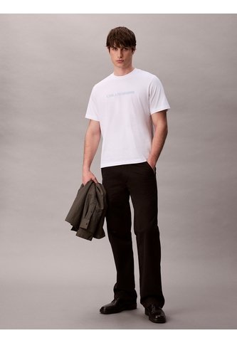 Camiseta Blanca Con Logo Gráfico Apilado Calvin Klein Calvin Klein
