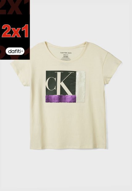 Camiseta Beige-Violeta-Verde Calvin Klein