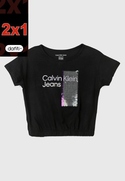 Camiseta Negro-Blanco-Violeta Calvin Klein