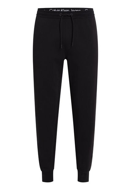 Jogger Negro Con Cintas Laterales Y Logo Repetitivo Calvin Klein