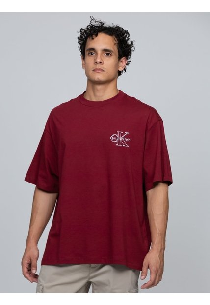 Camiseta Vino Tinto Con Gráfico De Monograma Calvin Klein Calvin Klein