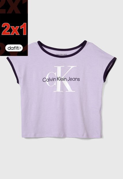 Camiseta Lila-Blanco Calvin Klein