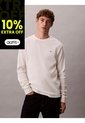 Camiseta Blanca De Manga Larga Con Textura Ligera Calvin Klein de Calvin Klein