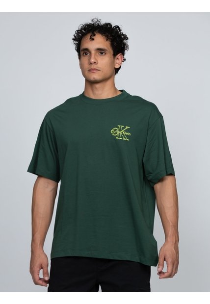 Camiseta Verde Con Gráfico De Monograma Calvin Klein Calvin Klein