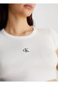 Crop Top Blanco De Punto Cropped Con Espalda Abierta Calvin Klein de Calvin Klein