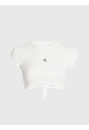 Crop Top Blanco De Punto Cropped Con Espalda Abierta Calvin Klein