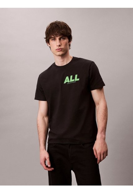 Camiseta Negra Con Estampado Gráfico All Calvin Klein