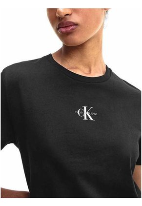 Camiseta Negra Slim Con Micro Monograma Calvin Klein
