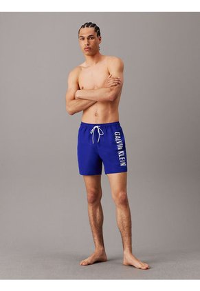 Bermuda De Baño Azul De Largo Medio Con Cordón - Intense Power Calvin Klein