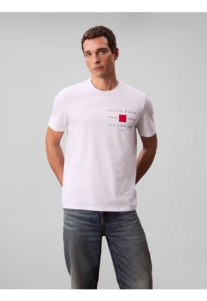 Camiseta Blanca Con Estampado Gráfico Red Box New York City Calvin Klein