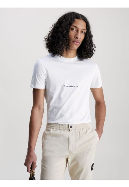 Camiseta Slim Con Logo Hombre Blanco Calvin Klein