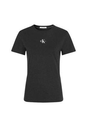 Camiseta Negra Slim Con Micro Monograma Calvin Klein