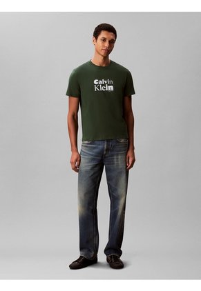 Camiseta Verde Con Estampado Gráfico De Logo En Estilo Bold Calvin Klein
