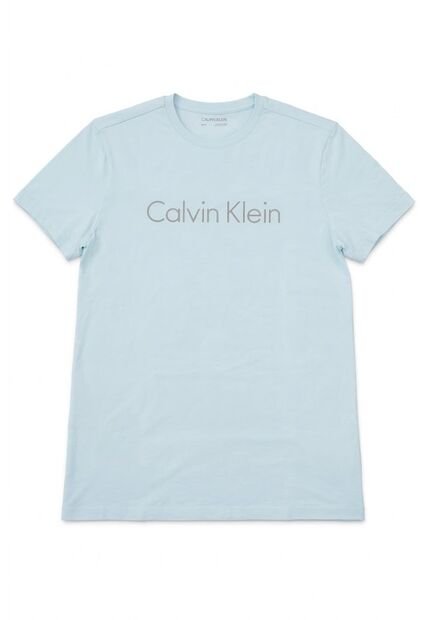 Camiseta Celeste Manga Corta Con Logo En Contraste Calvin Klein