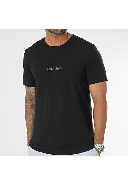 Camiseta Negra Básica Colorblock Con Logo Calvin Klein