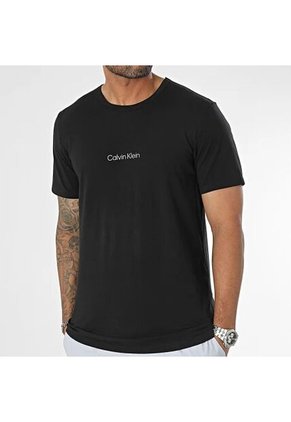 Camiseta Negra Básica Colorblock Con Logo Calvin Klein