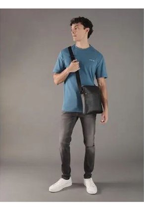 Bolso Negro Cruzado Con Logotipo Repetitivo En Relieve Calvin Klein