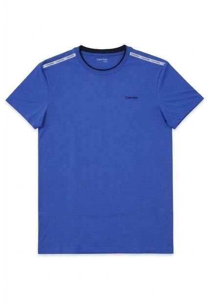 Camiseta Azul Manga Corta Con Cinta Distintiva En Los Hombros Calvin Klein