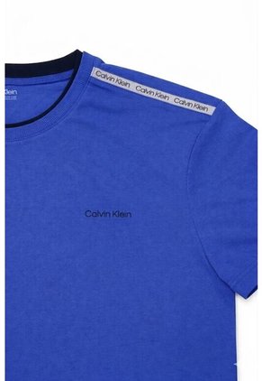 Camiseta Azul Manga Corta Con Cinta Distintiva En Los Hombros Calvin Klein