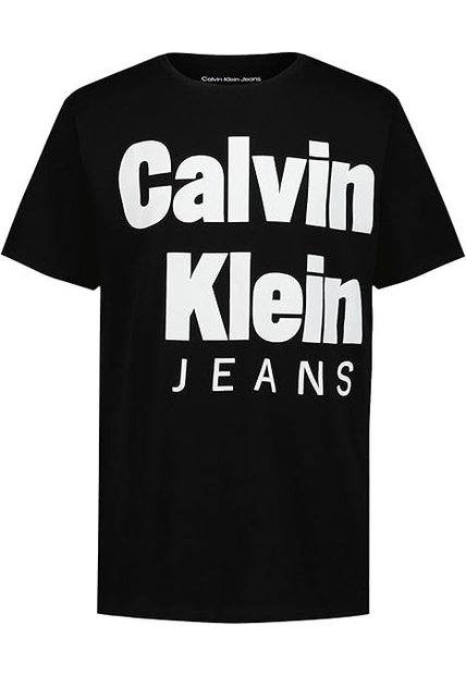 Camiseta Negra Para Niño De Manga Corta Con Gráfico Dope Calvin Klein