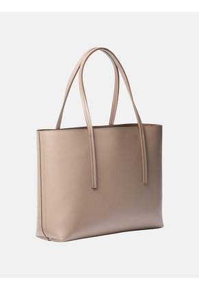 Bolso Beige Tote Pequeño Con Logo En Lámina Metálica Calvin Klein