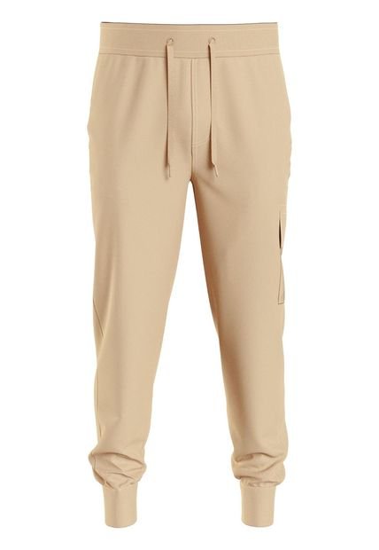 Jogger Beige Badge Con Bolsillo Cargo Calvin Klein